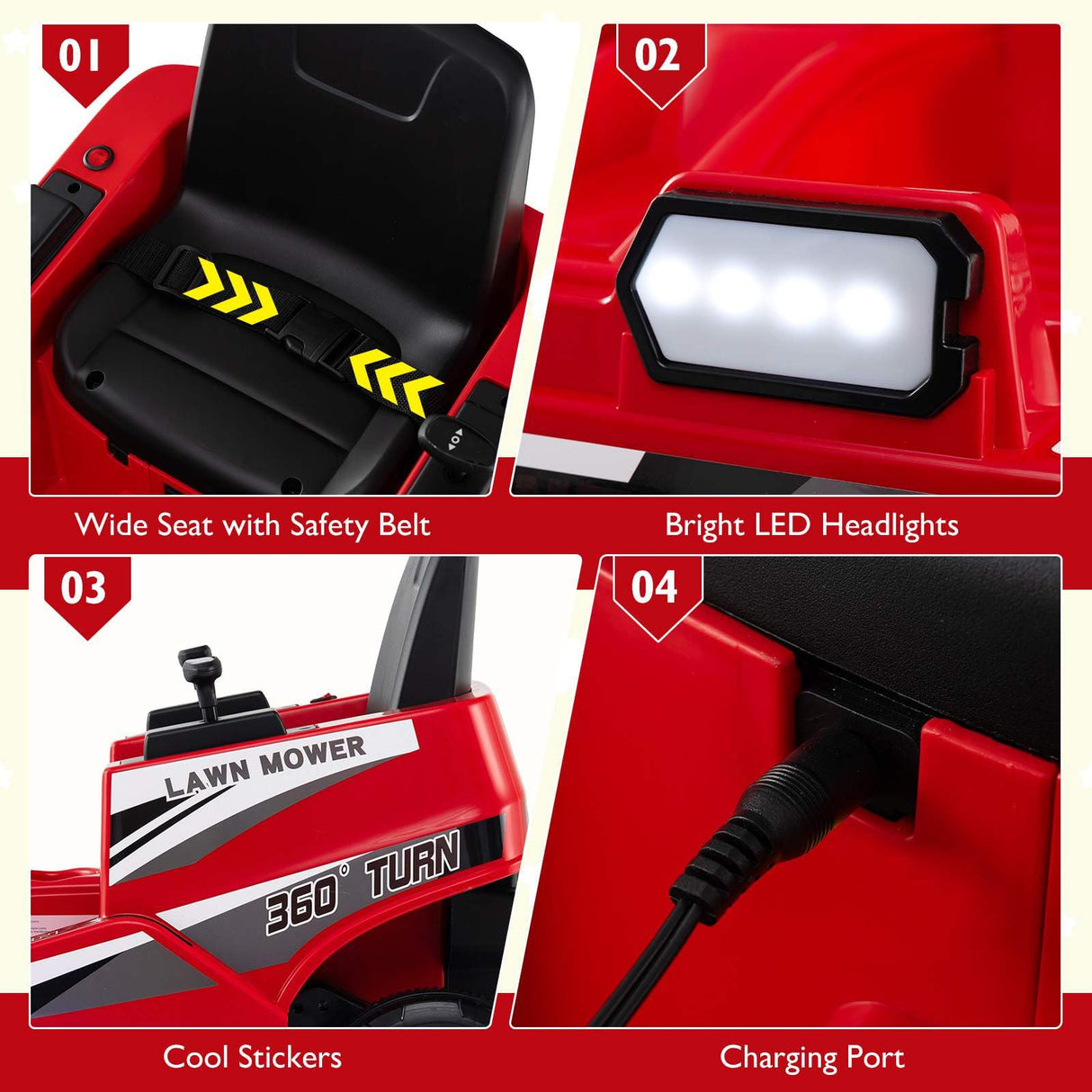 12V Ride on Lawn Mower for Kids, Toddler Electric Ride on Car