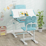 Kid's Study Desk and Chair Set Height-Adjustable Desk with Tilt Desktop and Ergonomic Chair