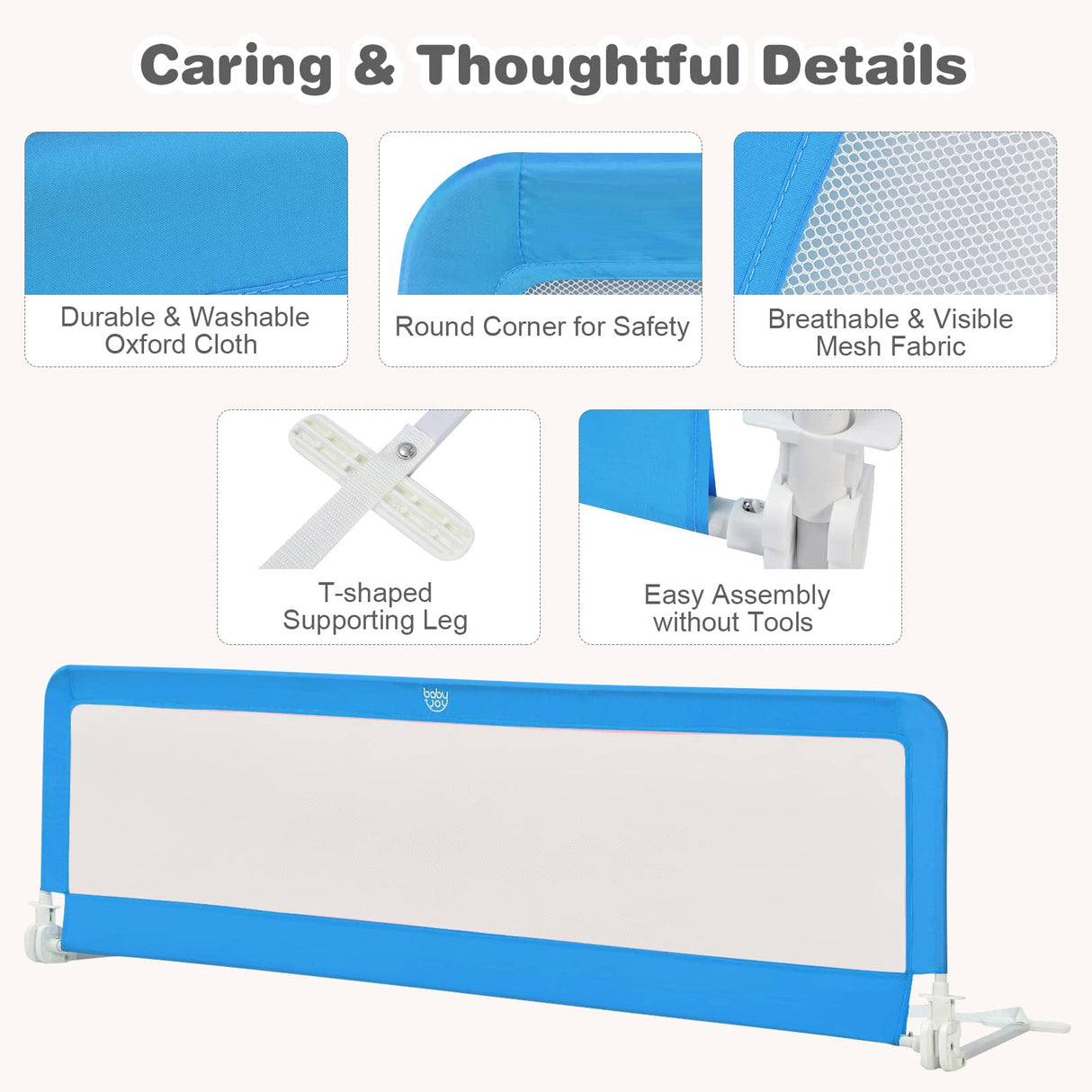 BABY JOY Bed Rails for Toddlers, 180cm Extra Long, Swing Down Bed Guard