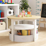 HONEY JOY Kids Table and Chair Set, 5 Piece Toddler Round Nesting Table with 4 Storage Stools for Activity