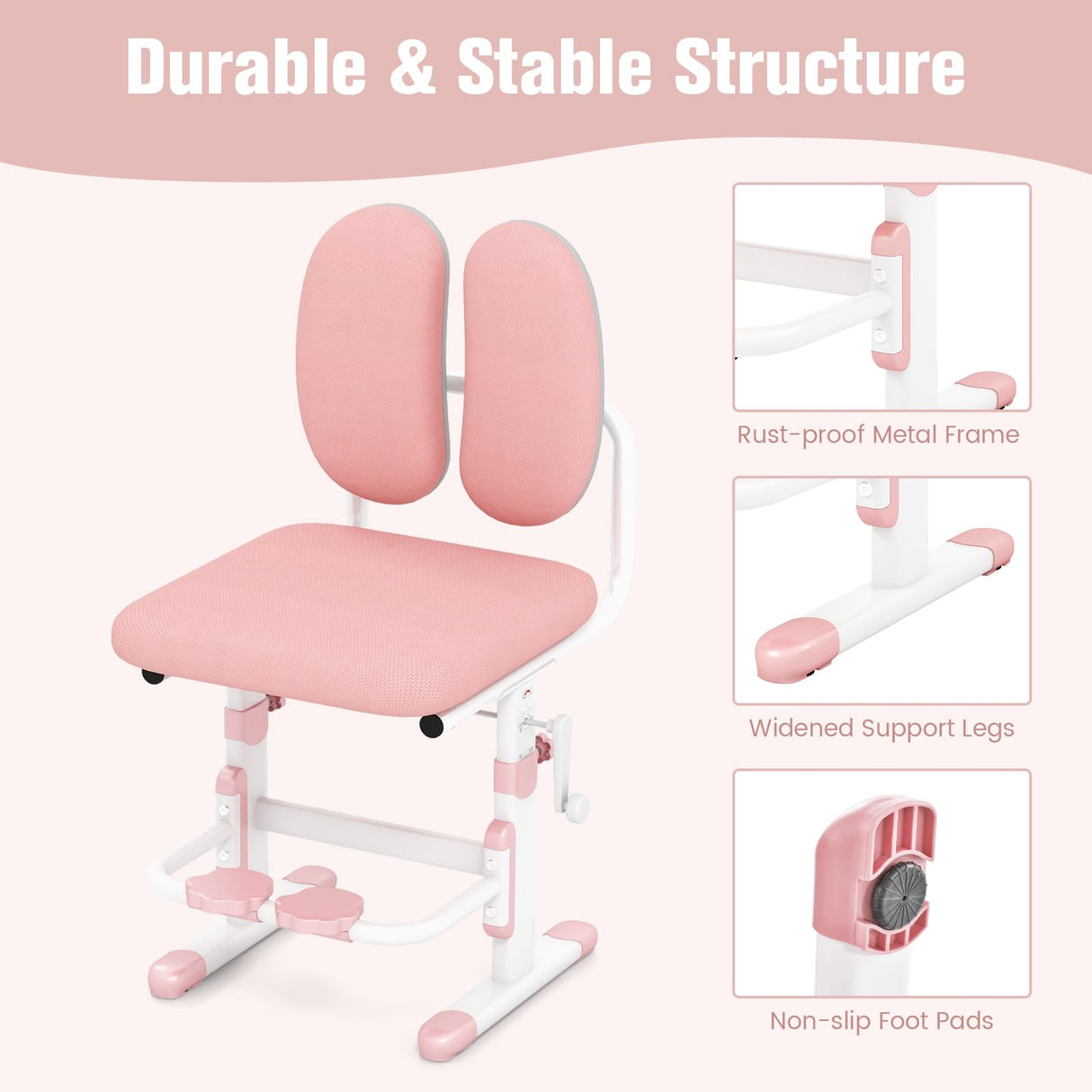 BABY JOY Height-Adjustable Kids Desk Chair, Ergonomic Children Study Chair