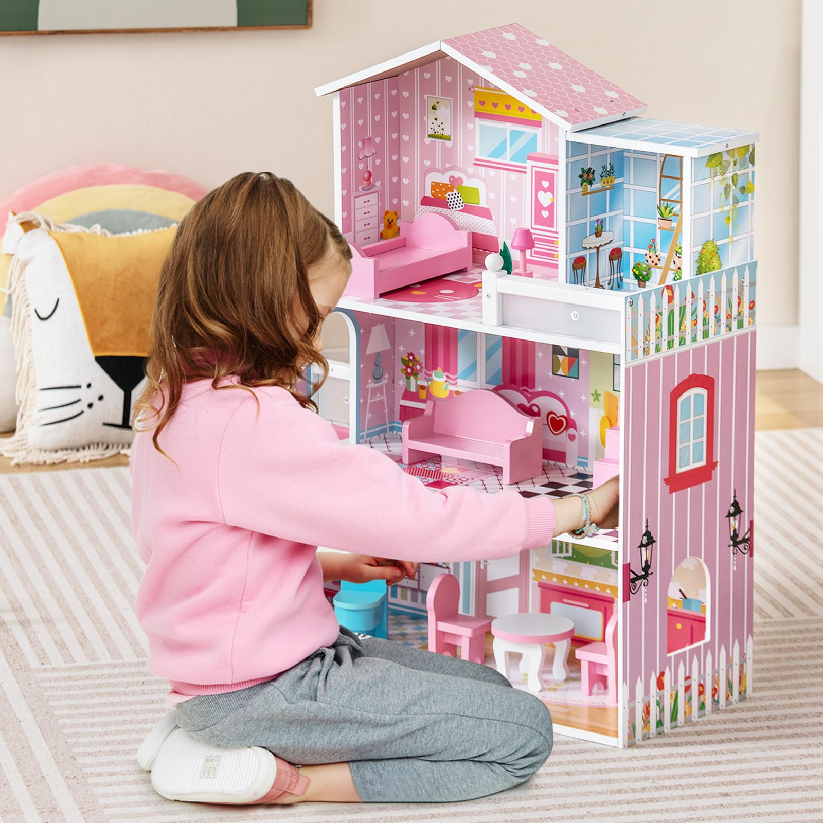 HOENY Joy Kids Wooden Dollhouse – Babyjoy