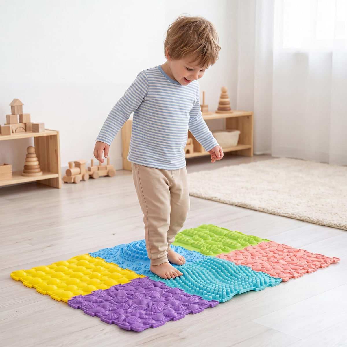 HONEY JOY 6 PCS Sensory Mats for Child Aged 3+ Years Old & Adults