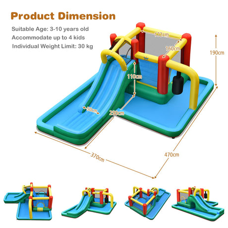 HONEY JOY Inflatable Water Slide, 6-in-1 Kids Water Slide Jumping Bounce House