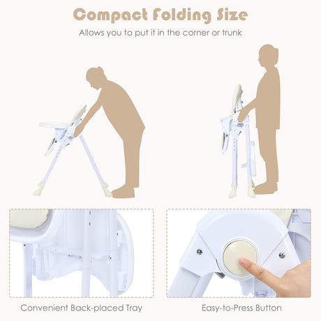 BABY JOY Baby High Chair, Folding Highchair for Toddlers w/Adjustable Height