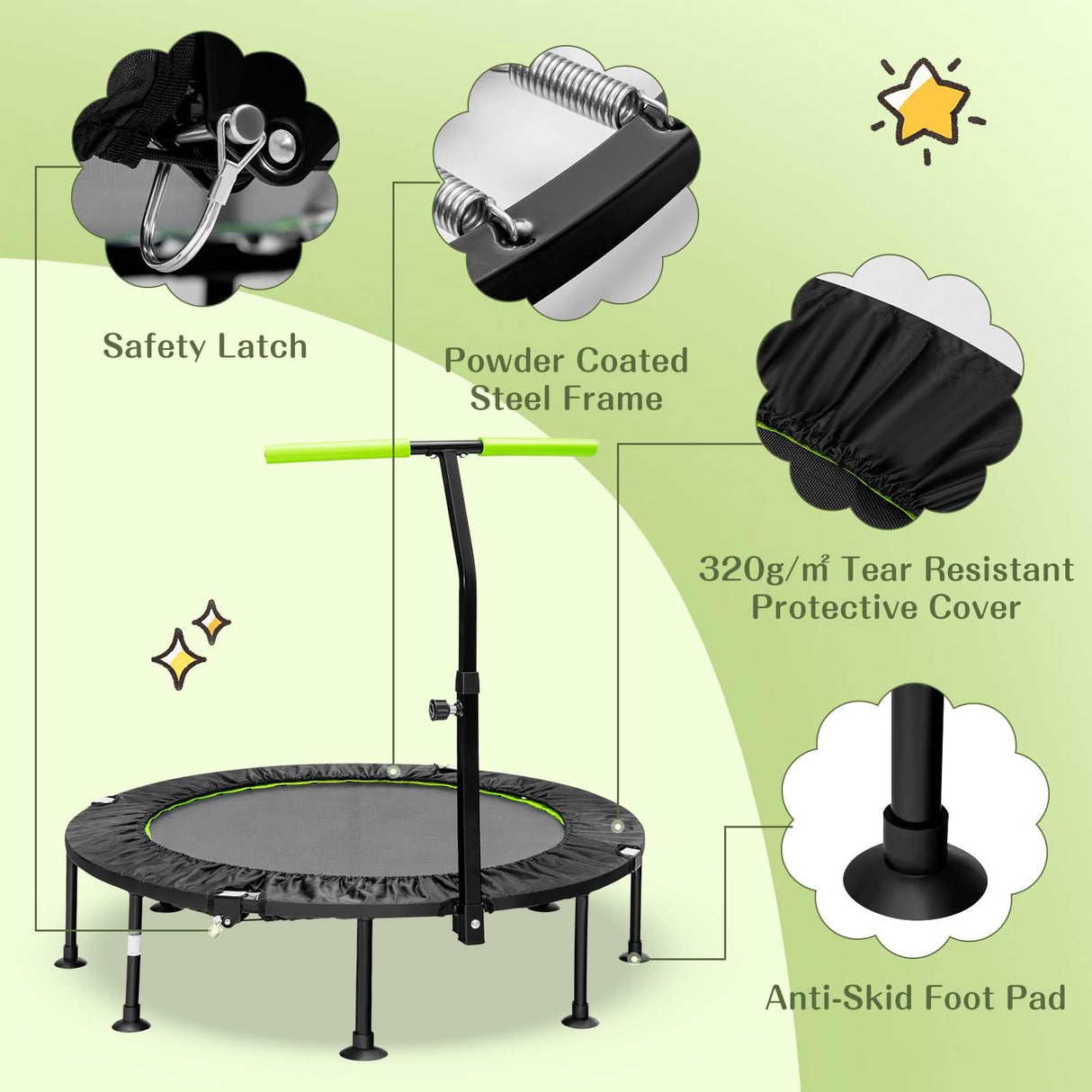 Foldable Mini Trampoline, Indoor Exercise Trampoline