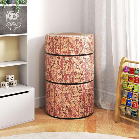 3-Piece Kids Floor Cushions with Wood Printing Nature Decoration