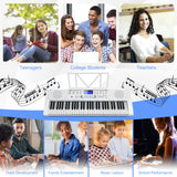 HONEY JOY 61 Key Piano Keyboard, Portable Electronic Keyboard Piano with Lighted Keys, LCD Screen, Headphones (White)