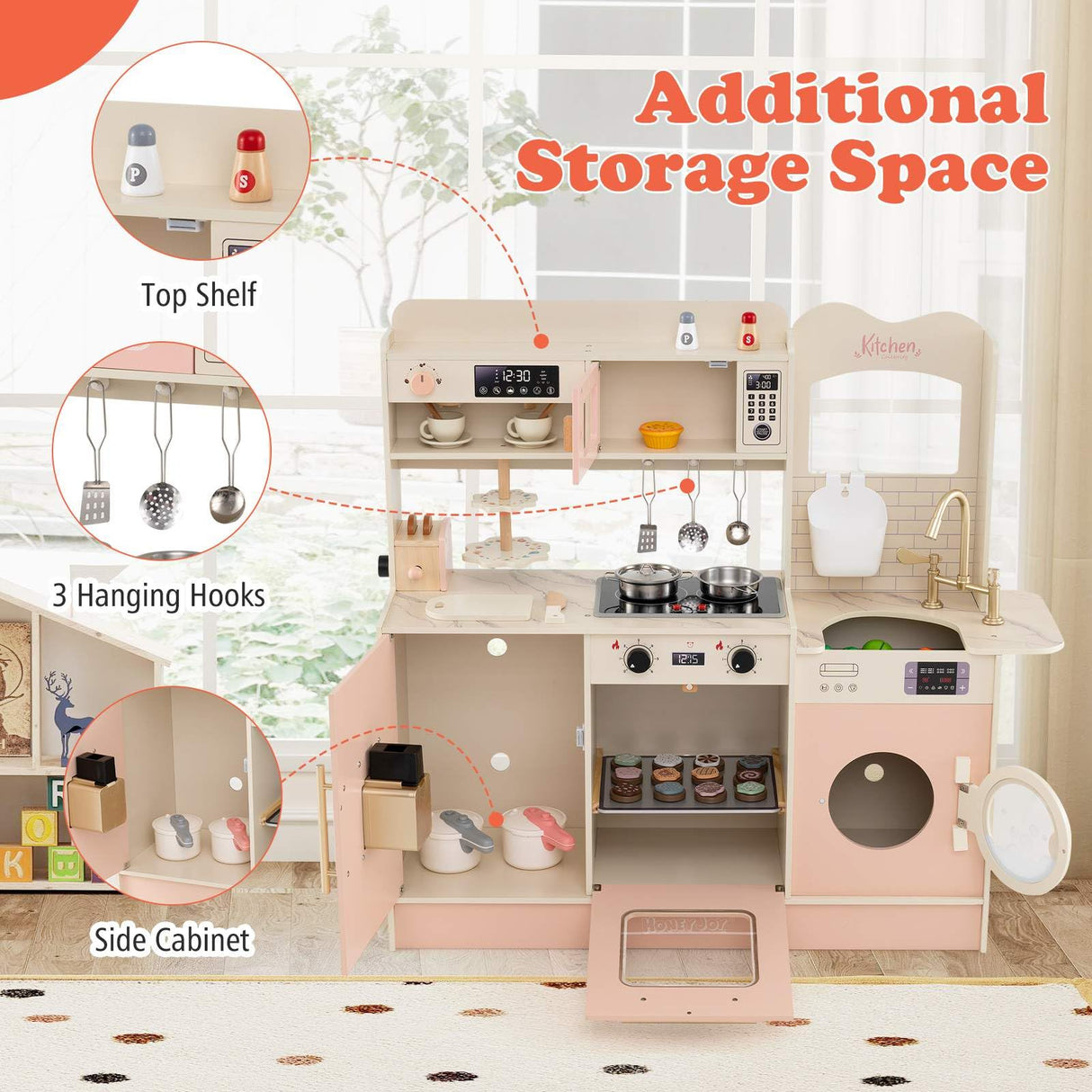 Kids Kitchen Playset, Pretend Play Kitchen w/25 Accessories