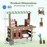 HONEY JOY Kids Food Cart, Pretend Play Market Stand Food Cart