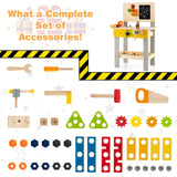 HONEY JOY Kids Wooden Tool Workbench Toy, Pretend Play Workbench Set for Children w/Blackboard
