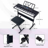 61-Key Portable Electronic Keyboard Piano with Stand and Stool