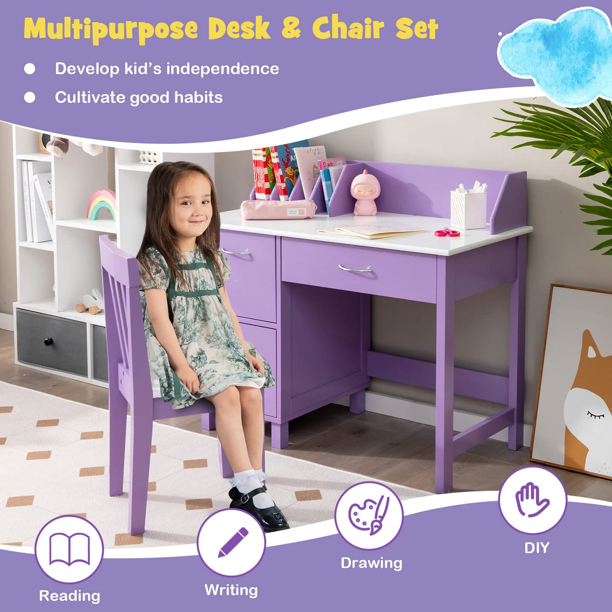 HONEY JOY Kids Desk and Chair Set