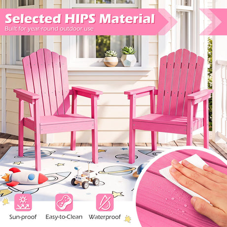 HONEY JOY Outdoor Adirondack Chair, Patio HIPS Chairs w/Wood Grain