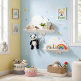 HONEY JOY 2 Pieces Floating Cloud Shelves, Wall Mounted Storage Display Rack