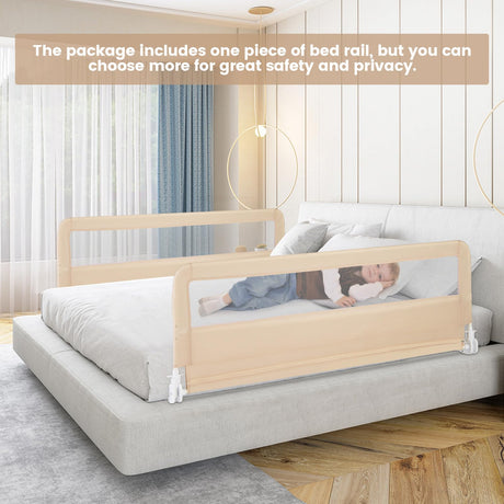 150 x 55 cm Bed Rail Guard for Toddlers, Beige - BABY JOY
