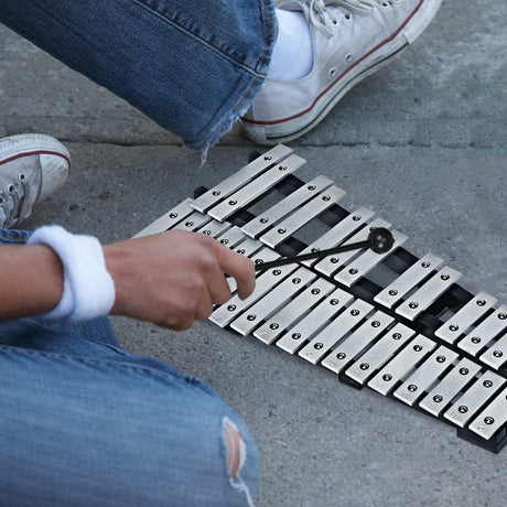 HONEY JOY Kids 30-Note Glockenspiel Xylophone, Foldable Xylophone w/2 Mallets, Shoulder Strap