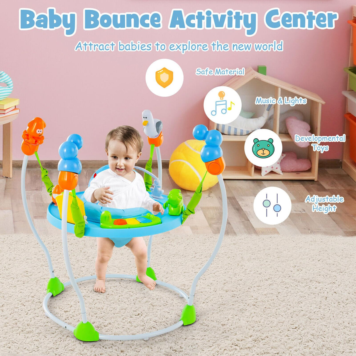 BABY JOY Baby Jumpers and Bouncers, Activity Center for Babies and Infants w/360° Rotating Seat