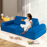 8-Piece Kids Play Couch Sofa, Modular Convertible Foam Folding Floor Sofa