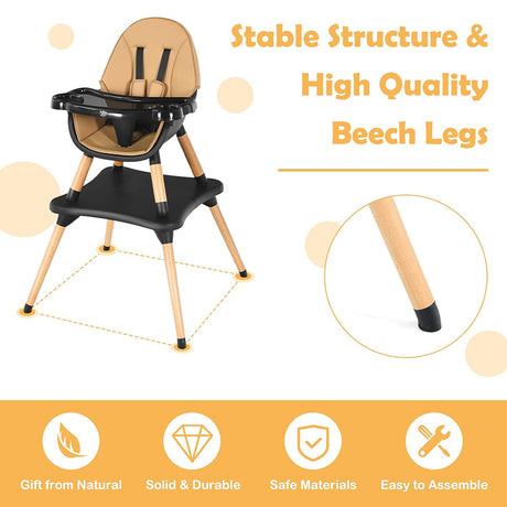 BABY JOY 5 in 1 High Chair, Convertible High Chairs for Babies and Toddlers/Booster Seat/Table and Chair Set