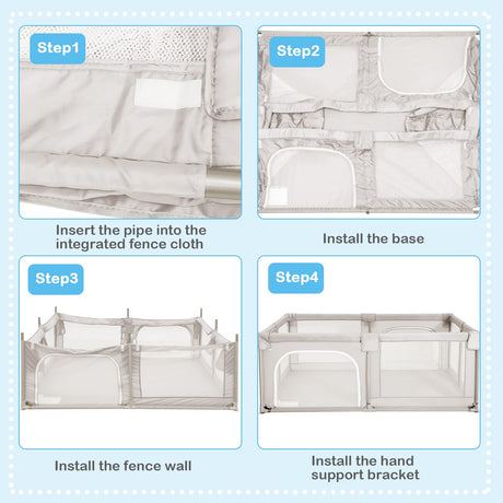 190 x 150 CM Large Baby Playpen, Extra Large Playard for Babies