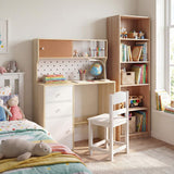HONEY JOY Kids Desk and Chair Set w/2 Cabinets & 2 Drawers, Pegboard & Cork Bulletin Board