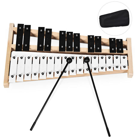 HONEY JOY Kids 27-Note Glockenspiel Xylophone, Glockenspiel Xylophone for Toddlers w/27 Metal Keys, Percussion Instrument