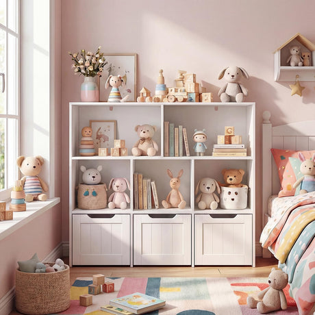 HONEY JOY Kids Toy Storage Organizer, Children Bookshelf Toy Chest Box