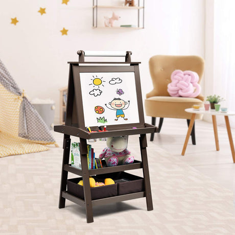 BABY JOY Kids Art Easel, 3 in 1 Double-Sided Standing Easel for Toddlers