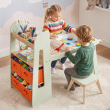 HONEY JOY Kids Sensory Table and Chairs,Art Desk Set with Paper Roll