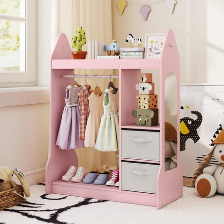 Kids Clothing Rack with Mirror and Cloth Hanger for Kids Room