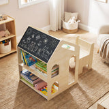 HONEY JOY House-Shaped Kids' Desk w/Chair, 3-in-1 Toddler Art Table Set