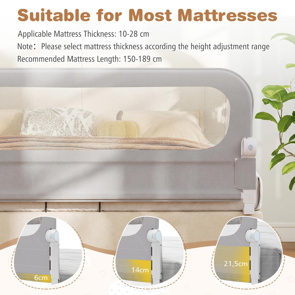BABY JOY 120 cm Foldable Bed Rail for Toddlers