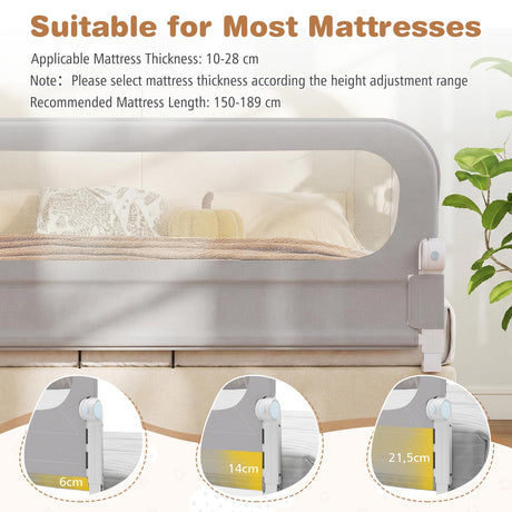 BABY JOY 120 cm Foldable Bed Rail for Toddlers