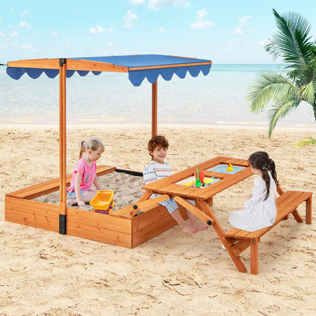 Outdoor Foldable Kids Wooden Sand Box with Lid Cover