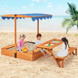 HONEY JOY Kids Wooden Sand Box w/Lid Cover, Outdoor Sand Pit for Children