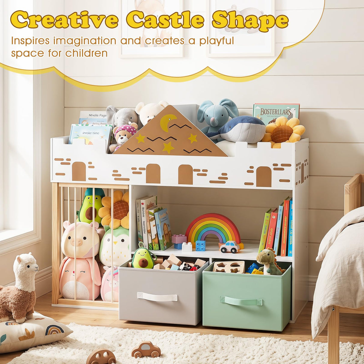 HONEY JOY Toy Storage Organizer with Stuffed Animal Storage