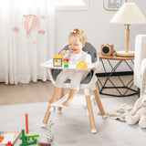 BABY JOY Baby High Chair 6-in-1 Convertible Wooden High Chair with Double Dishwasher Safe Trays