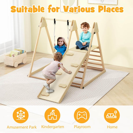 Foldable Montessori Climber Playset with Fun Slide & Adjustable Swing