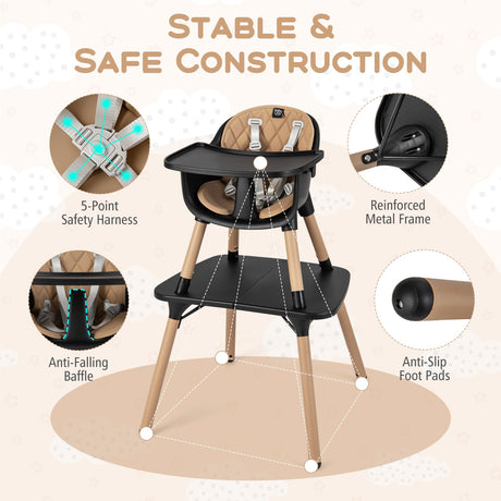 BABY JOY 5 in 1 Convertible Baby High Chair