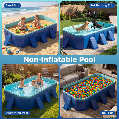 Foldable Swimming Pool,Non-Inflatable Around Ground Pool w/24 Wall Panels