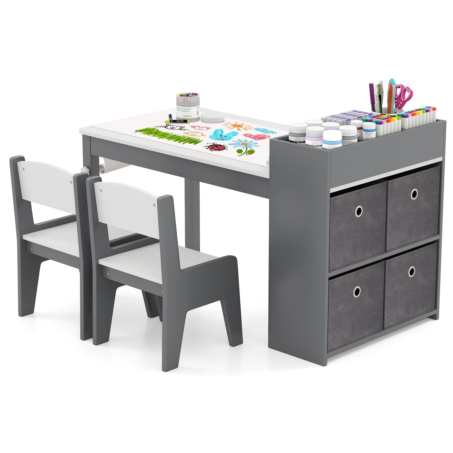 Wooden Kids Craft Study Desk w/Storage Shelves – Babyjoy