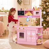 HONEY JOY Wooden Play Kitchen for Kids Toddlers w/Storage