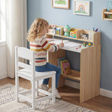 HONEY JOY Kids Study Desk and Chair Set w/Hutch & Storage Shelf for Arts, Crafts