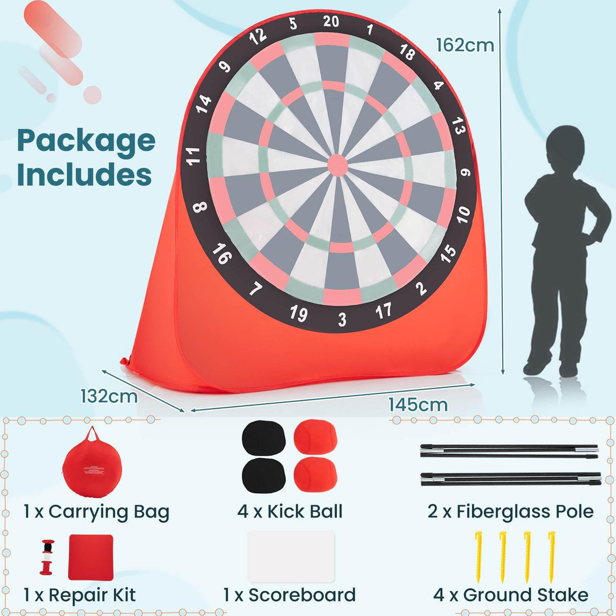Foldable and Portable Large Dart Board for Kids