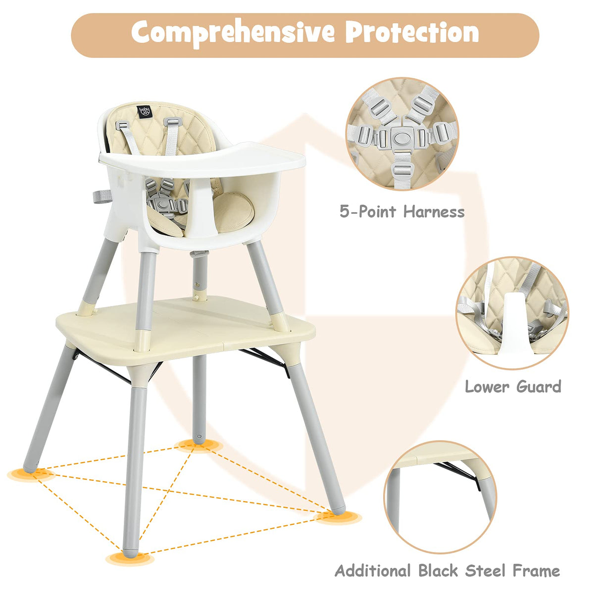 BABY JOY 5 in 1 Convertible Baby High Chair