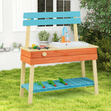 Wooden Kids Play Kitchen Set with Removable Sink and Grill Rack Mud Kitchen