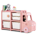 HONEY JOY Kids Toy Storage Organiser with 2 Large Bins, Pull-Out Drawers, Cabinet, Front Store Space