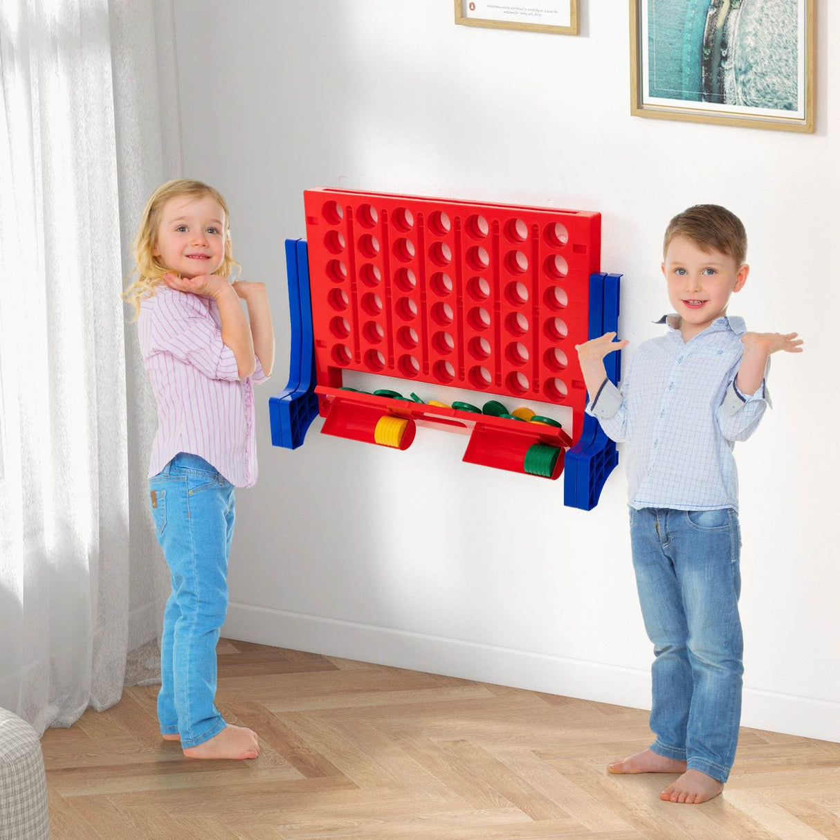 Jumbo 4-to-Score Connect Game Set with Carrying Bag and 42 Chesses