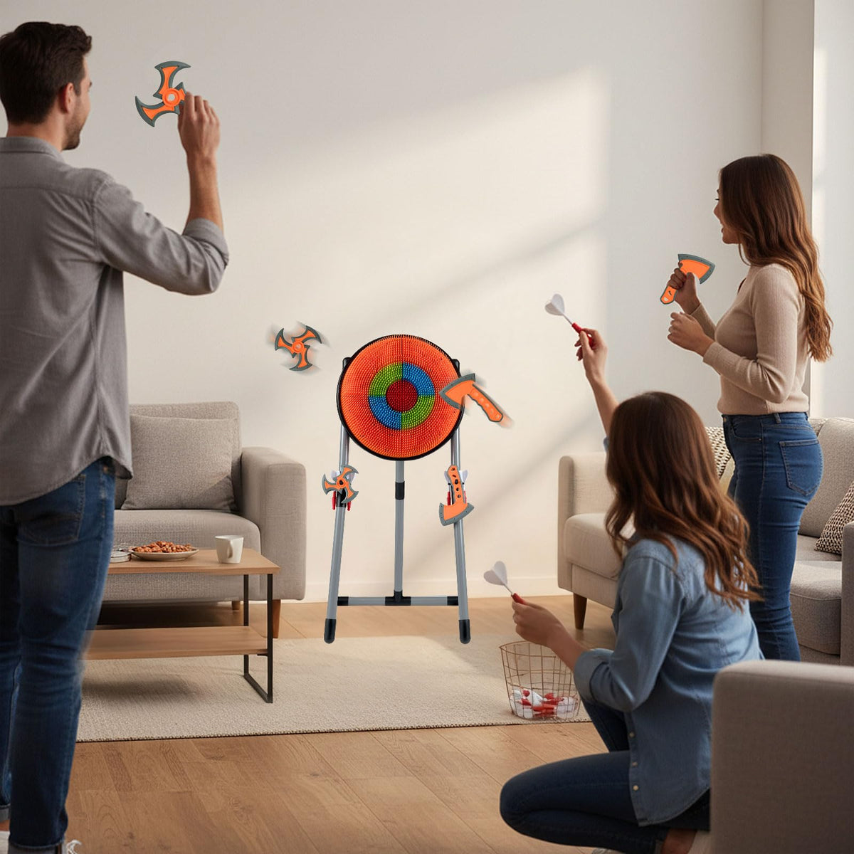 Target Throwing 3 in 1 Throwing Target Set, Kids Throwing Game w/3 Throwing Axes – Babyjoy